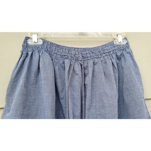 J CREW Zafrina Embroidered Chambray Skirt Cotton Elastic waist Tassels M Boho - Picture 9 of 11